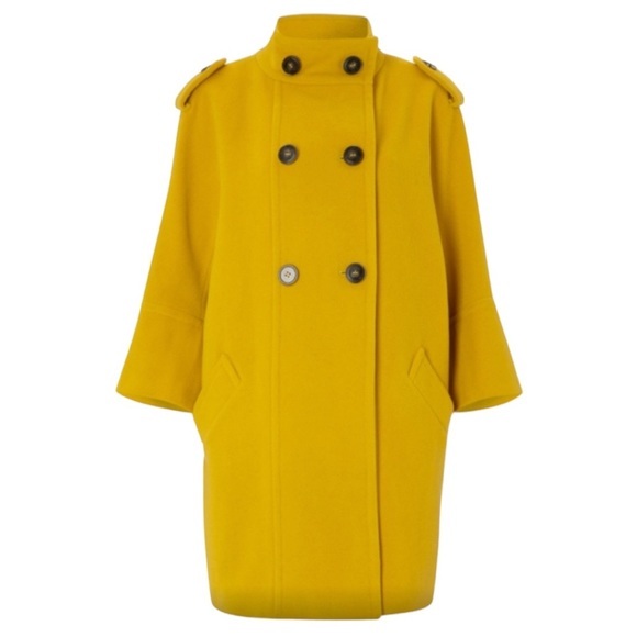 MaxMara Jackets & Blazers - MaxMara Saffron Yellow Wool Peacoat Jacket